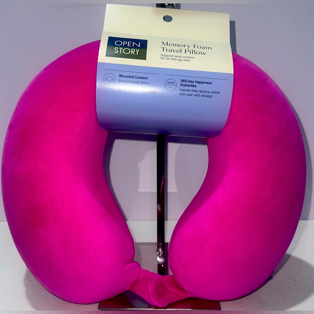 Open Story Pink Memory Foam Travel Pillow